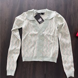 NWT Mint and Cream Zigzag Cardigan